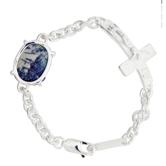 SweetLimeJuice Silver Crucifix Oval Zong Bracelet / Blue...